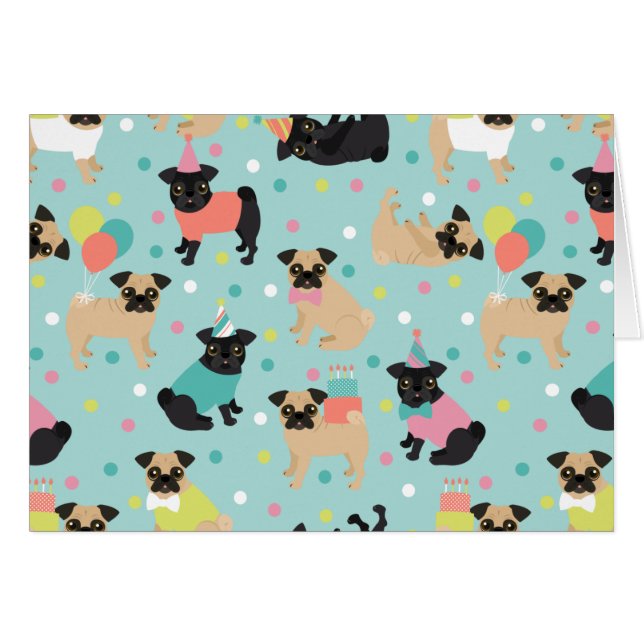 Pug Birthday Cards (Front Horizontal)