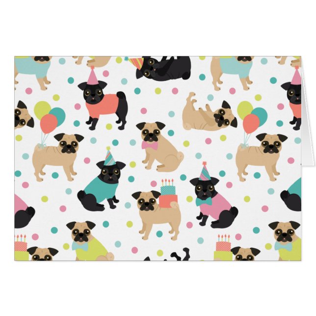 Pug Birthday Cards (Front Horizontal)