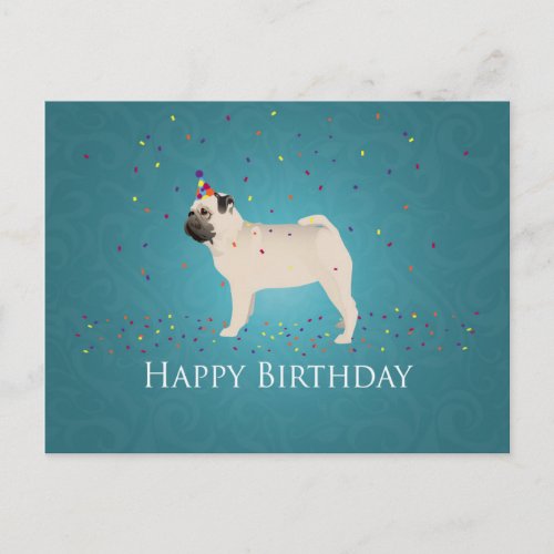 Pug Birthday Design Postcard