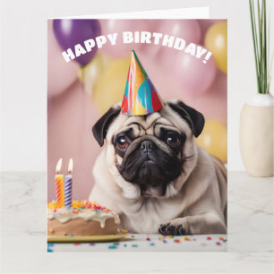 Pug Birthday Party Card