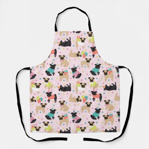 Pug Birthday Party Celebration Apron