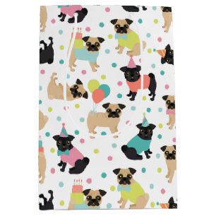 Pug Birthday Party Celebration Medium Gift Bag