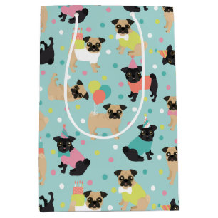 Pug Birthday Party Celebration Medium Gift Bag