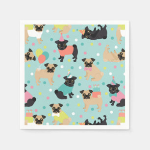 Pug Birthday Party Celebration Napkins