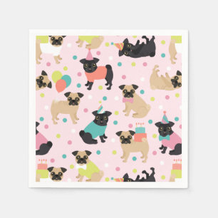 Pug Birthday Party Celebration Napkins