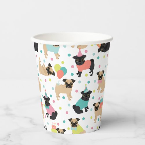 Pug Birthday Party Celebration Paper Cups