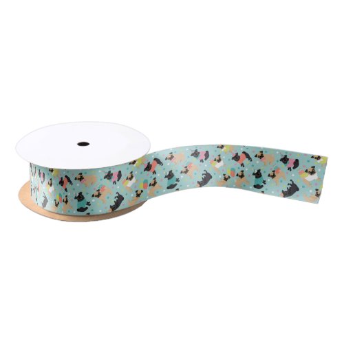 Pug Birthday Party Celebration Satin Ribbon