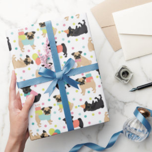 Premium AI Image  Birthday gift packing box pug wrapping paper