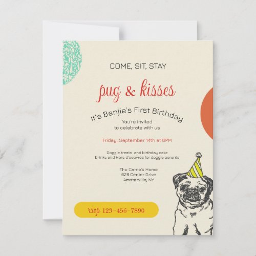Pug Birthday Party Invitation