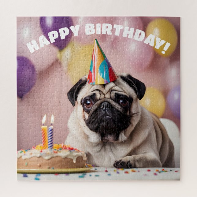 Pug Birthday Party Jigsaw Puzzle (Vertical)