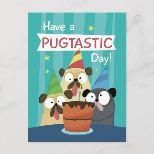 Pug Birthday Postcard