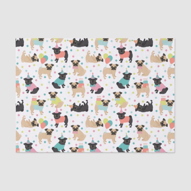 Pug Birthday Tissue Paper (Front)