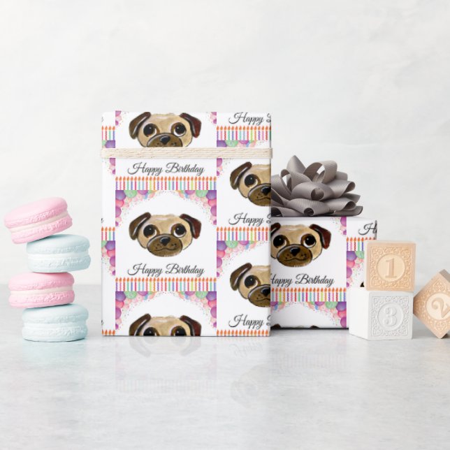 Pug Birthday Wrapping Paper (Baby Shower)