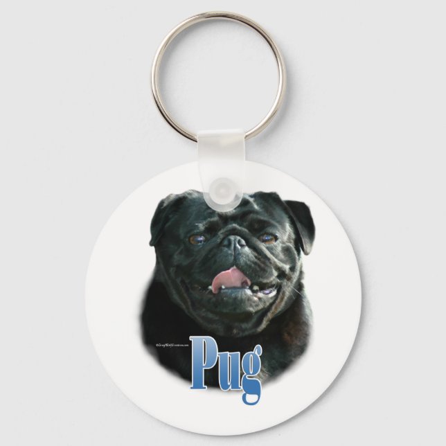 Pug (black) Name Keychain (Front)