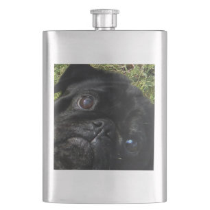 pug black-pug eyes flask