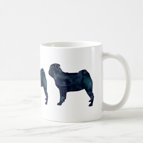 Pug black watercolor silhouette coffee mug