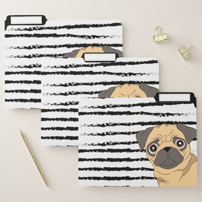 Pug black white pattern design file folder (Set)
