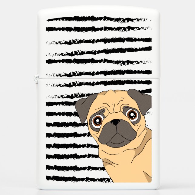 Pug black white pattern zippo lighter (Front)