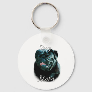 Pug (blk) Mom 2 Keychain
