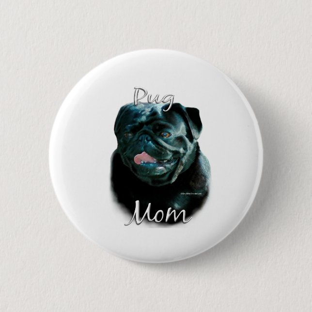 Pug (blk) Mom 2 Pinback Button (Front)