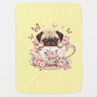 Pug Blossom Dreams Baby Blanket – Cute Floral Pug
