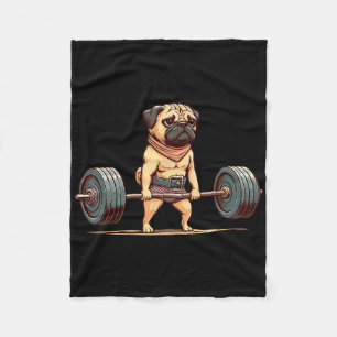 Pug Bodybuilder Gym Humour Weightlifting Workout M Fleece Blanket