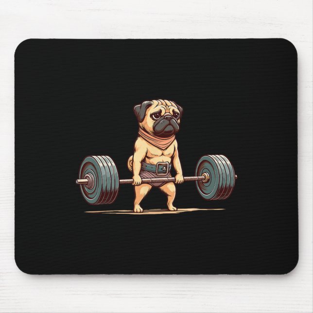 Pug Bodybuilder Gym Humour Weightlifting Workout M Mouse Pad (Front)