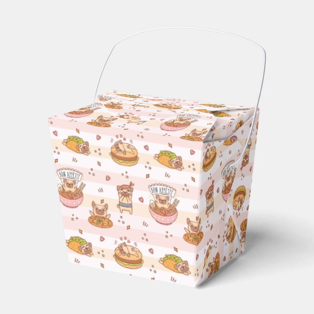 Pug Bon Appetit Hamburger Taco Food Favor Boxes (Front Side)