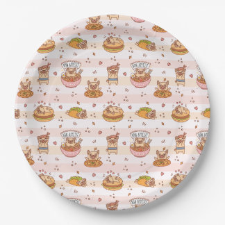 Pug Bon Appetit Hamburger Taco Food Paper Plates