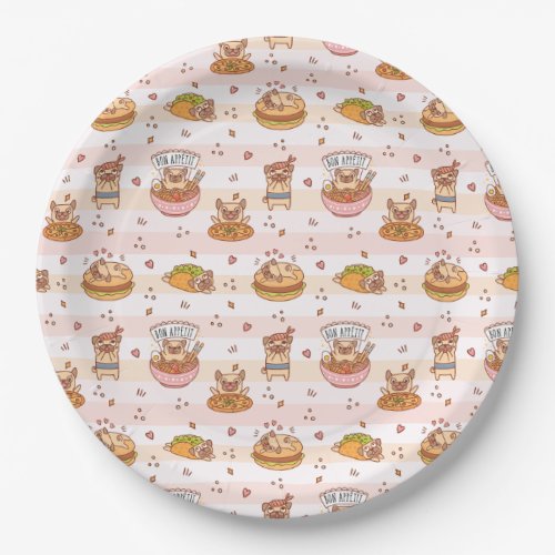 Pug Bon Appetit Hamburger Taco Food Paper Plates