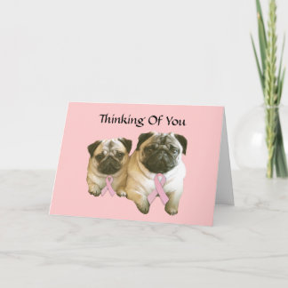 Pug Breast Cancer Greeting Card