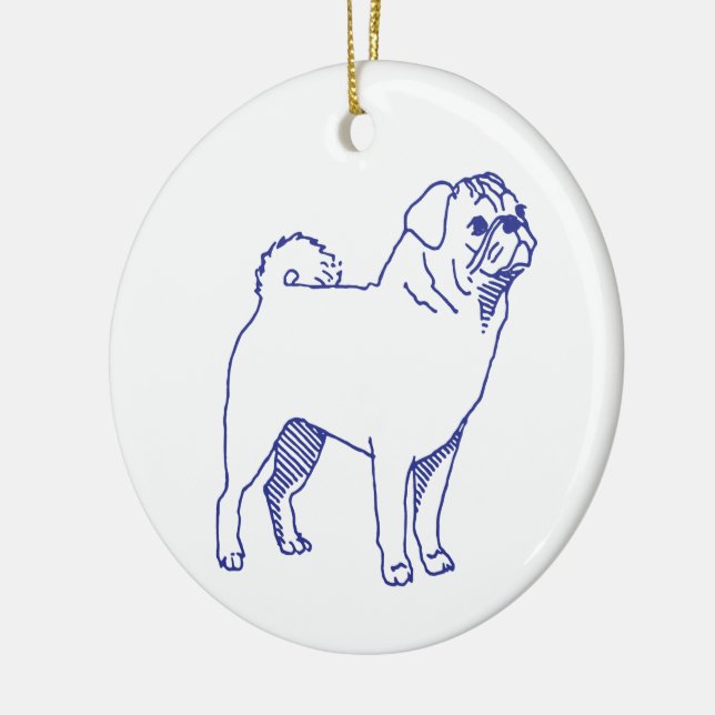 Pug Breed Ceramic Ornament (Left)