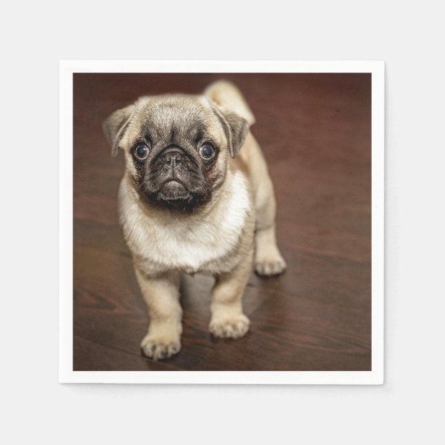 Pug Brown Dog Photo Napkins (Front)
