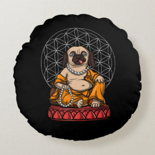 Pug Buddha Dog Zen Yoga Meditation Pet Round Pillow
