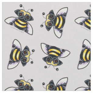 Pug Bumble Bees Lilac Gray Fabric