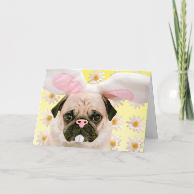 Pug Bunny Ears Card (Front)