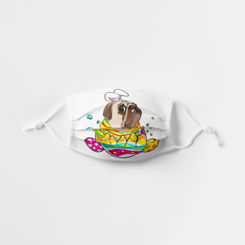 Pug Bunny Ears Eggs Easter Day Cute Dog Lover Kids Cloth Face Mask