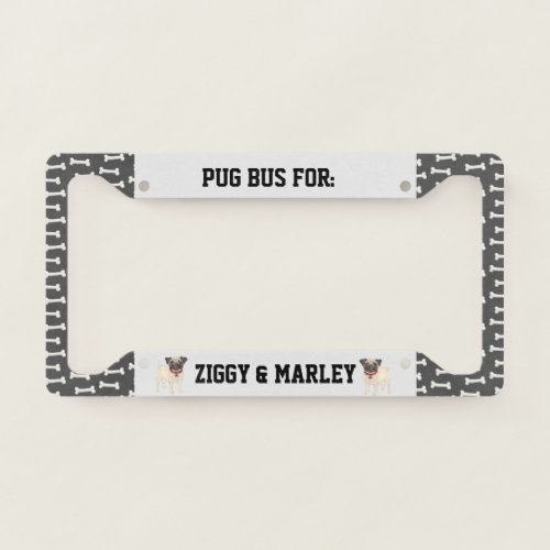 Pug Bus License Plate Frame