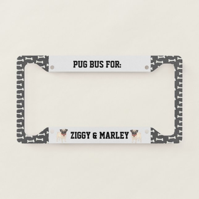 Pug Bus License Plate Frame (Front)