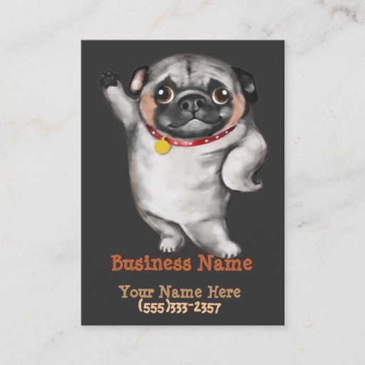 Customizable PUG business card template_breeder,veterinarian