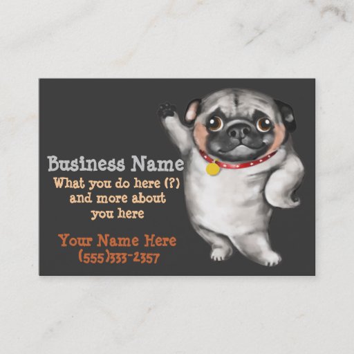 Customizable PUG business card template_pet sitting,dog walking