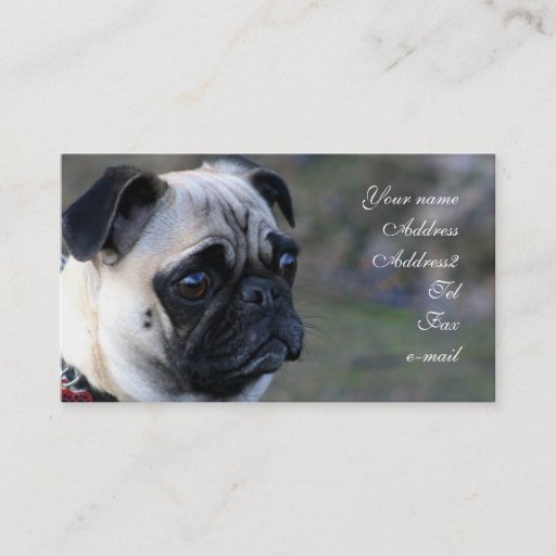 Customizable Pug business cards