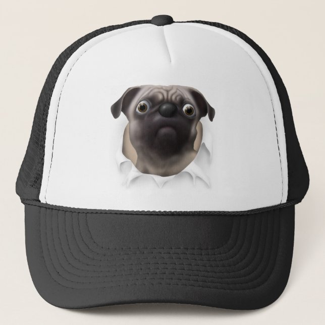 Pug Busting Out Trucker Hat (Front)