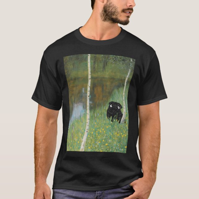 Pug by Klimtâ€™s Birch Lake T-Shirt (Front)