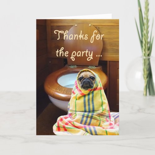 pug by toiletthanks for the party apology over_ thank you card