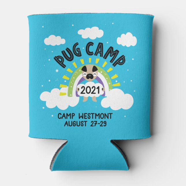 Pug Camp 2021 Can Cooler (Front)