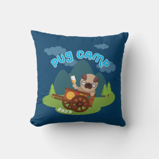 Pug Camp 2023 Throw Pillow