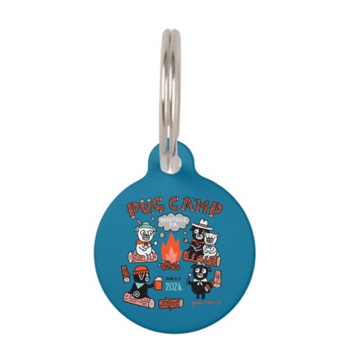 Pug Camp 2024 Dog Tag Solid Blue _ Small