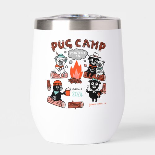 Pug Camp 2024 Wine Tumbler _ White
