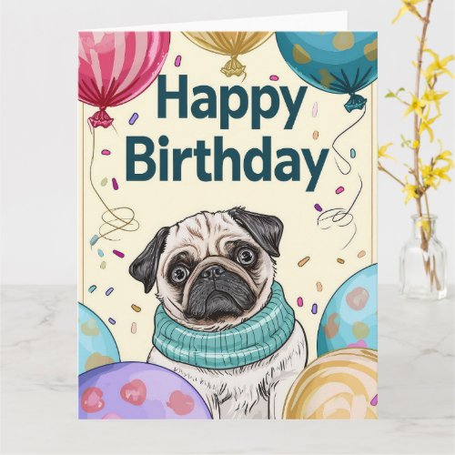 Pug Cartoon Anime Cupcake Paws Card